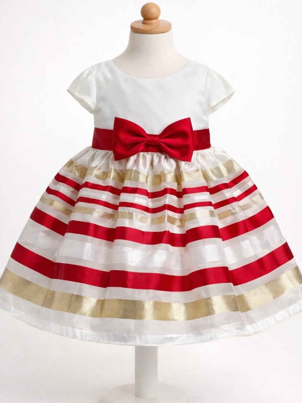 NWT Rare Editions 2 Piece Set Red, White & Gold Striped Dress Set Size 18M
